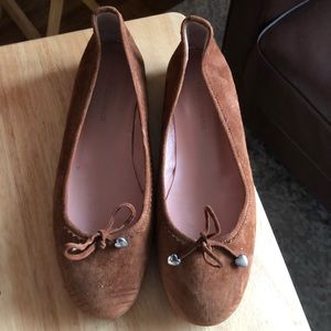Brown Suede Flats with Heart Accents